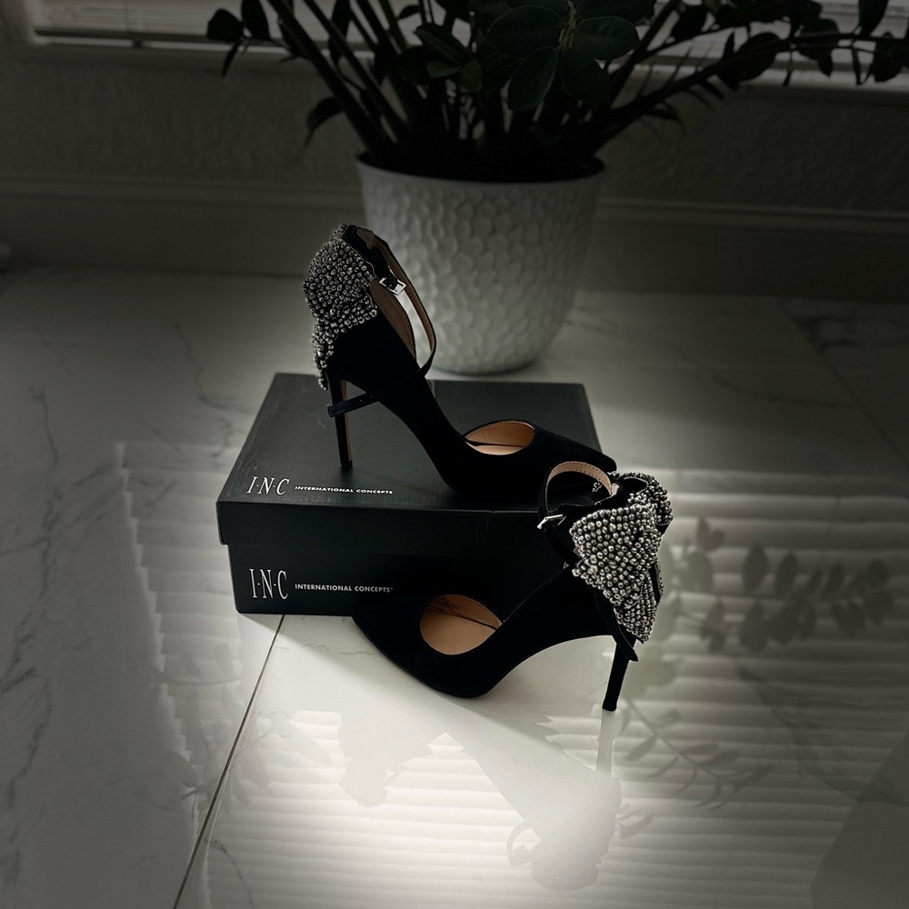 INC International Concepts Black Heels with Silver Accents
